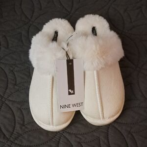 Nine West Cozy White Slippers